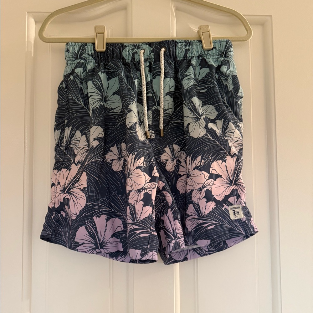 The Endless Summer Hibiscus Floral Swim Shorts w/ Drawstring